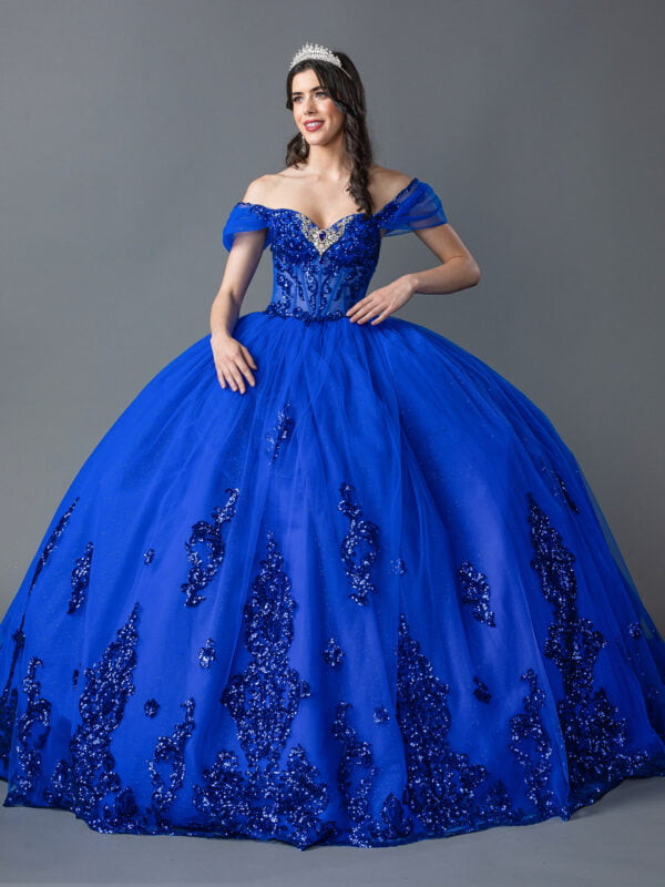 Dancing Queen 1941 Off-the-Shoulder Beaded Quinceanera Dress