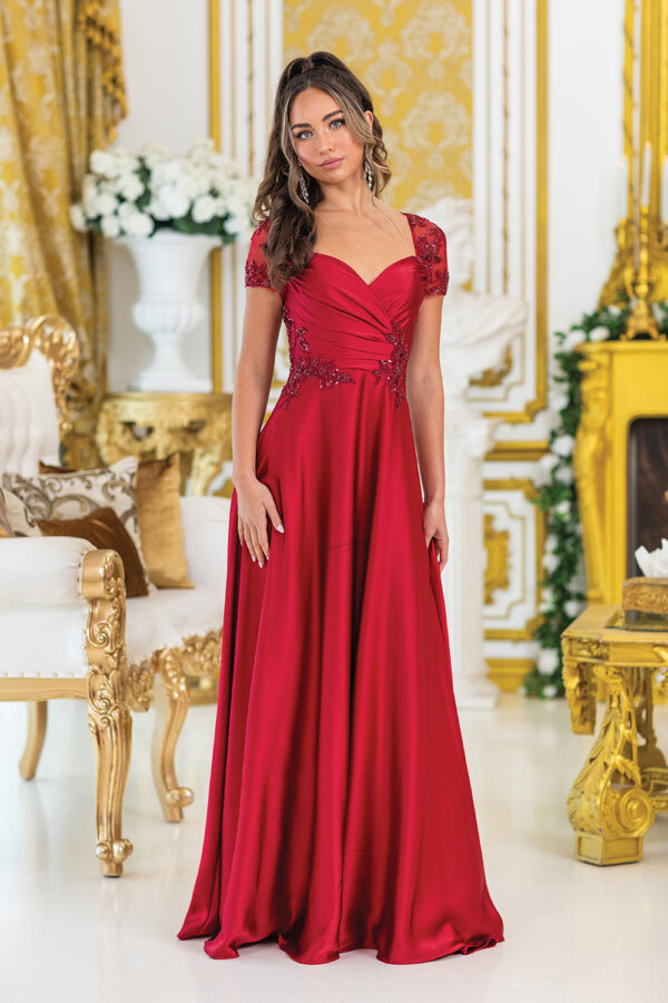 Dancing Queen 4499 Lace Embroidered Short Sleeves Prom Dress