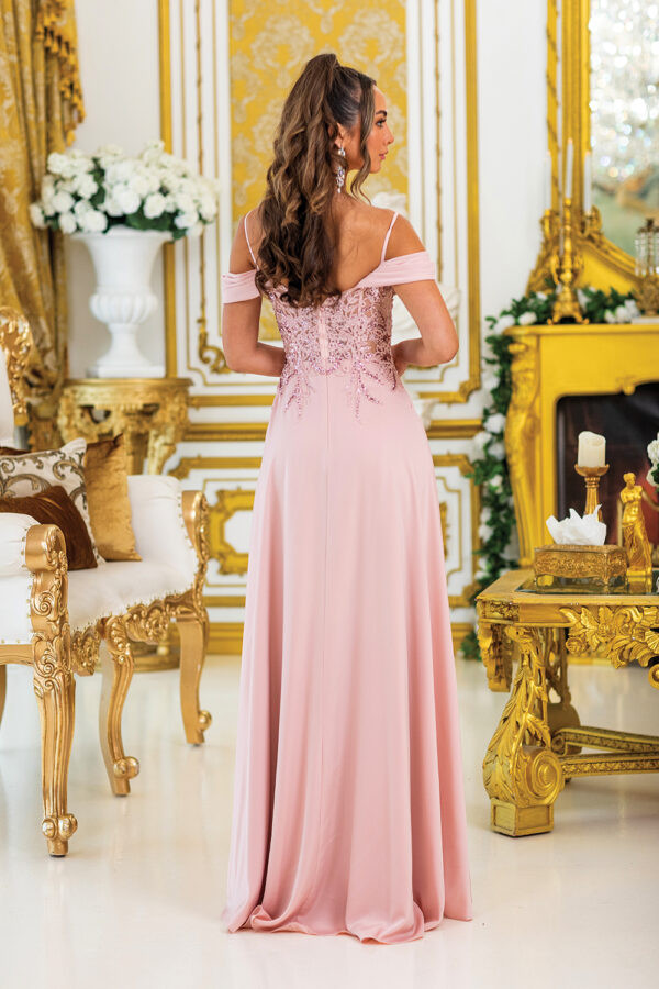 Dancing Queen 4474 Side Slit Skirt Beaded Off-Shoulder Dress