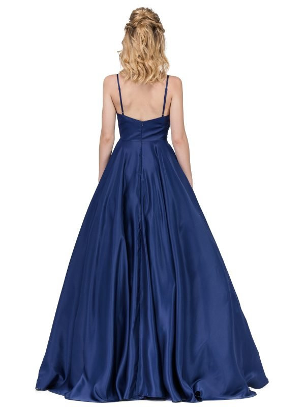Dancing Queen 2339 Satin Spaghetti Strap V-Neck Prom Dress