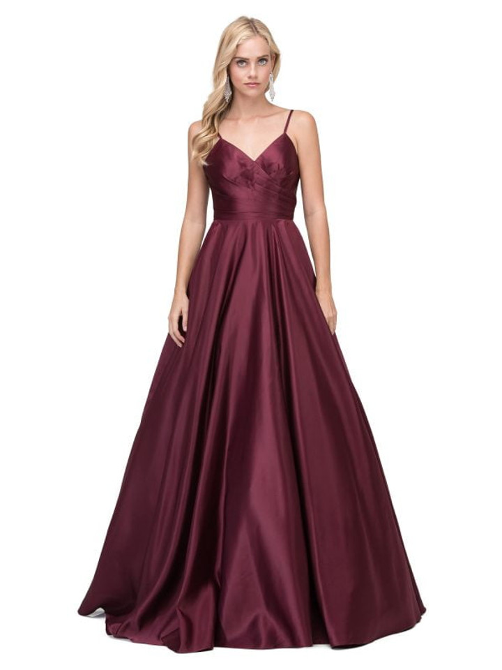 Dancing Queen 2339 Satin Spaghetti Strap V-Neck Prom Dress