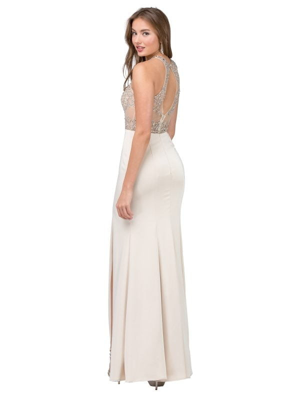 Dancing Queen 9974 Jersey Illusion Neck Sleeveless Dress