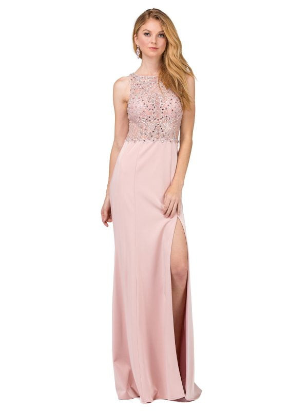 Dancing Queen 9964 Jersey Lace Embellished Sleeveless Gown