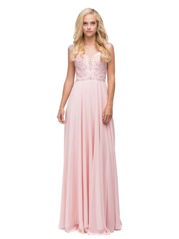 Dancing Queen 9826 Embellished Illusion Neck Sleeveless Gown