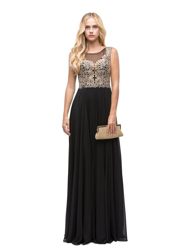 Dancing Queen 9826 Embellished Illusion Neck Sleeveless Gown