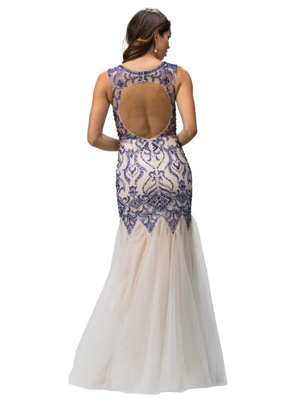 Dancing Queen 9294 Sheer Overlay Embroidered Sleeveless Gown