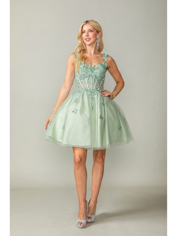 Dancing Queen 3367 Embellished Bodice Tulle Short Dress