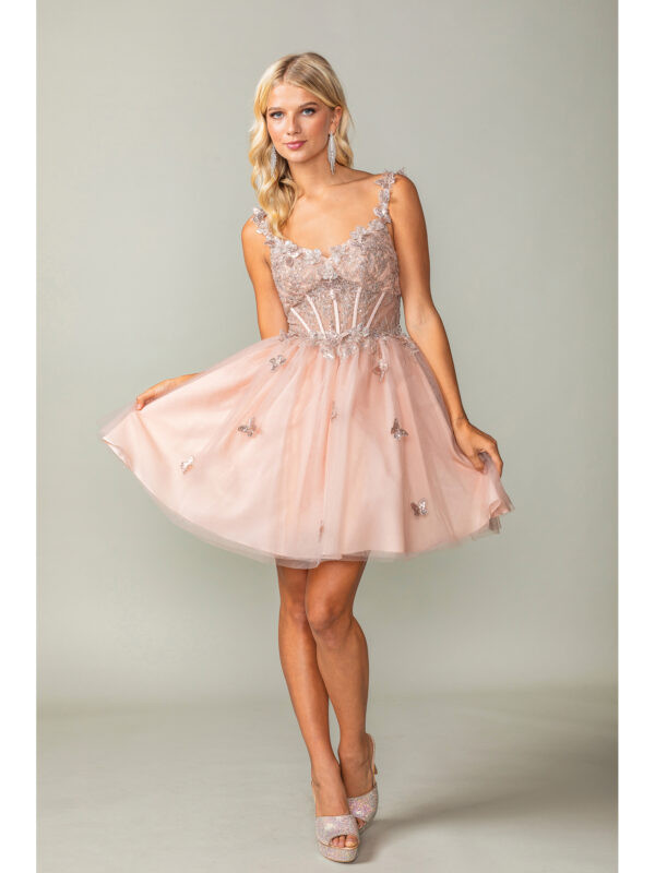 Dancing Queen 3367 Embellished Bodice Tulle Short Dress