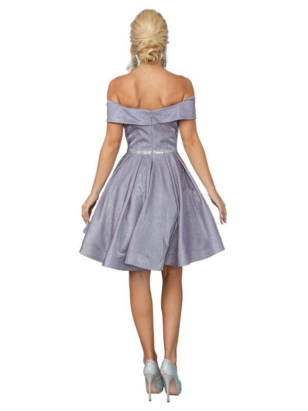 Dancing Queen 3147 Off-Shoulder Fold-Over Neck Short Dress