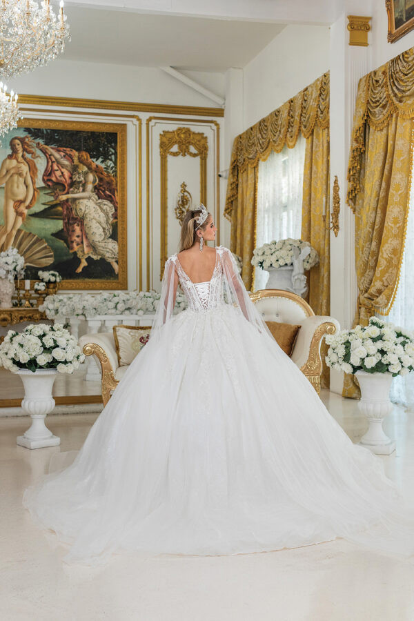 Dancing Queen 0293 Sheer Corset Floral Applique Bridal Dress