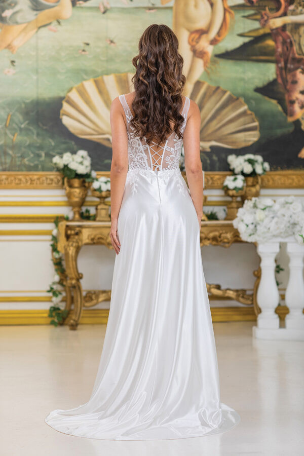 Dancing Queen 0287 Sheer Lace Off-Shoulder Wedding Dress