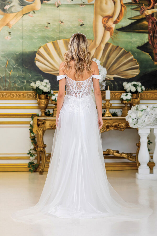 Dancing Queen 0298 Floral Lace Off-Shoulder Wedding Dress