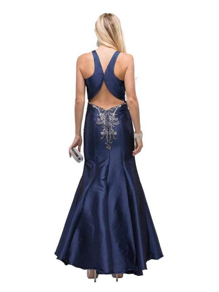 Dancing Queen 9943 Satin Embellished Neck Sleeveless Gown Dancing Queen 9943 Satin Embellished Neck Sleeveless Gown