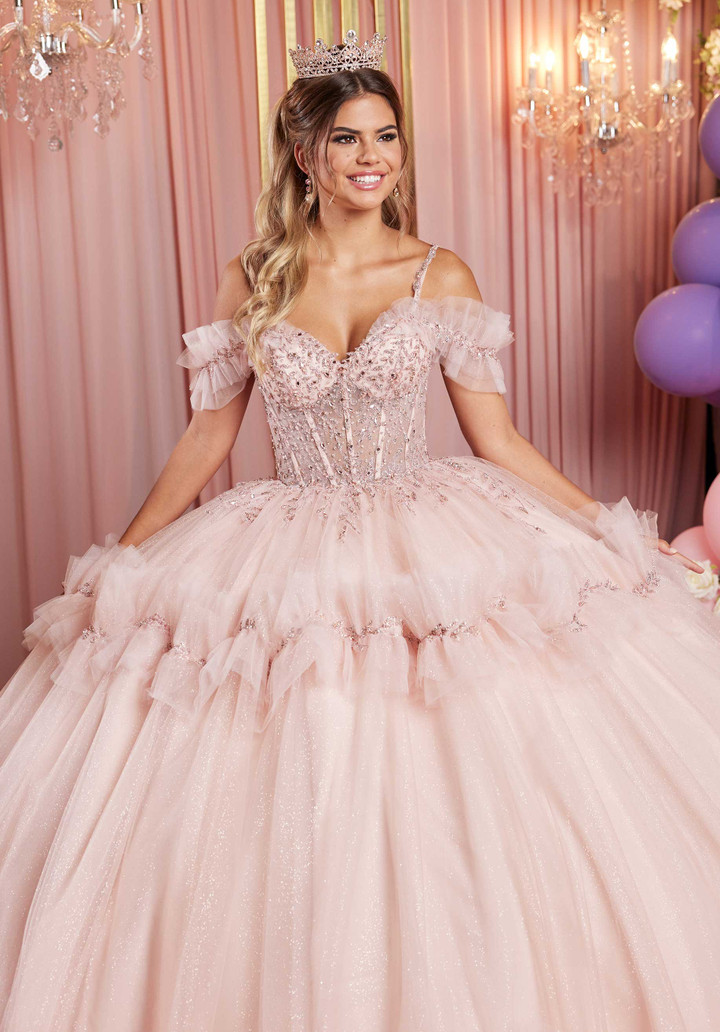 Morilee 89508 Glitter Tulle Tiered Ruffle Quinceañera Dress