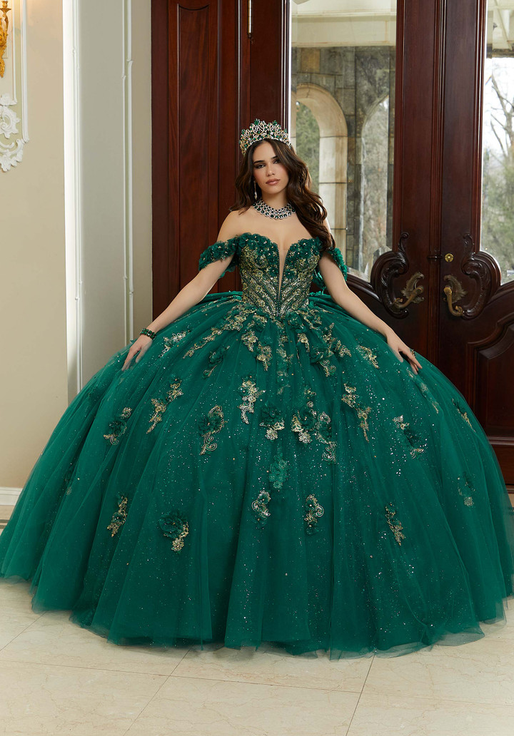 Morilee 89473 Metallic Lace Sparkle Tulle Quinceañera Dress