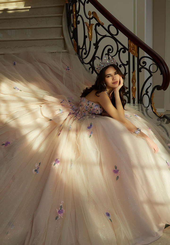 Morilee 60202 Tulle Crystal Beaded Sheer Quinceanera Dress