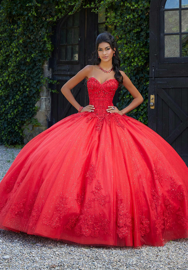 Morilee 89451 Tulle Crystal Bead Strapless Quinceañera Dress