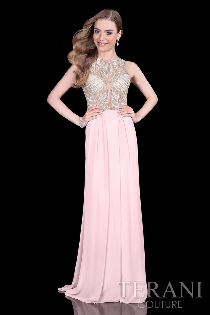 Terani Couture 1615P1294A Embellished Sleeveless Long Gown