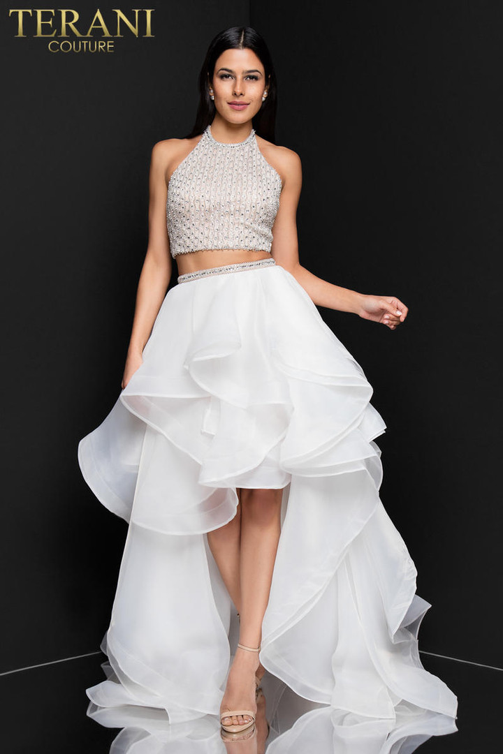 Terani Couture 1811P5703 Organza Beaded Two Piece Dress
