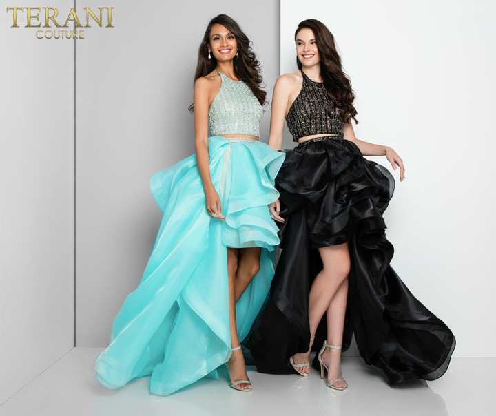 Terani Couture 1811P5703 Organza Beaded Two Piece Dress