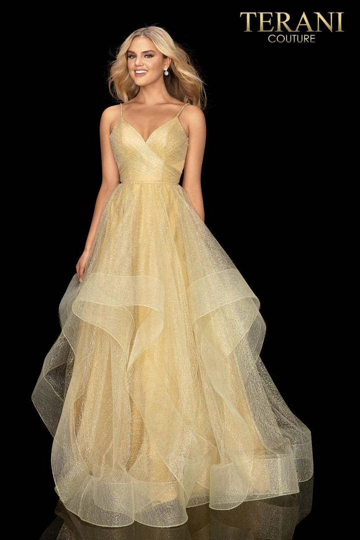 Terani Couture 2011P1213 Luffa Tulle V-neck Prom Ball Gown
