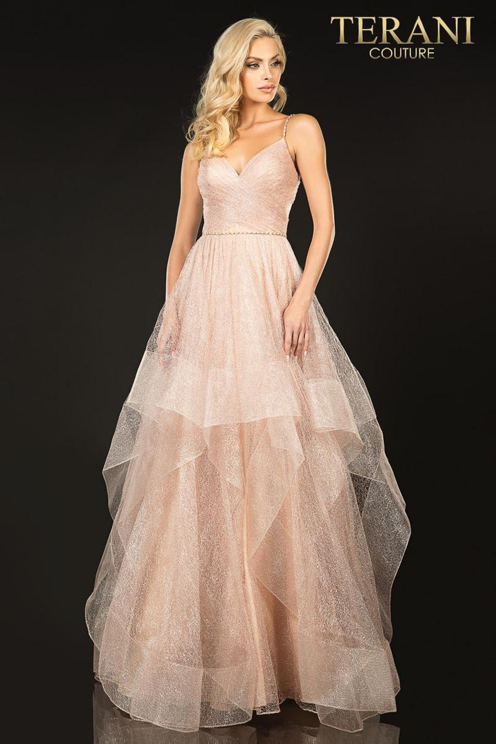 Terani Couture 2011P1213 Luffa Tulle V-neck Prom Ball Gown