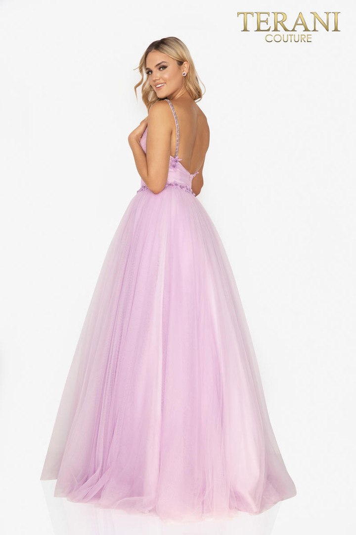Terani Couture 2011P1232 Tulle V-Neck Sleeveless Long Gown