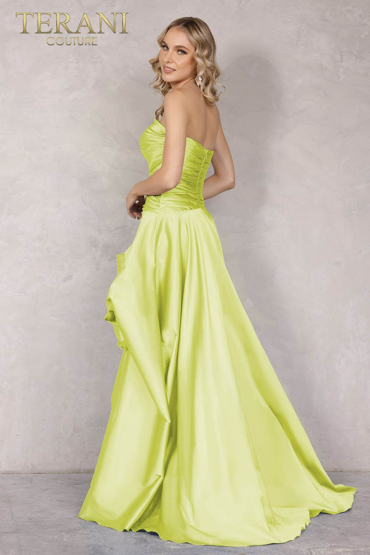 Terani Couture 2111P4270 Strapless High Low Flower Bud Gown