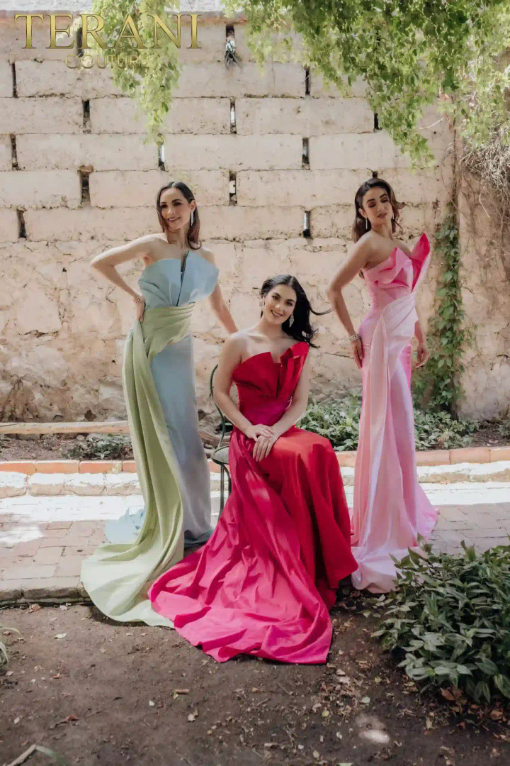 Terani Couture 232E1276 Taffeta Strapless Two Tone Dress