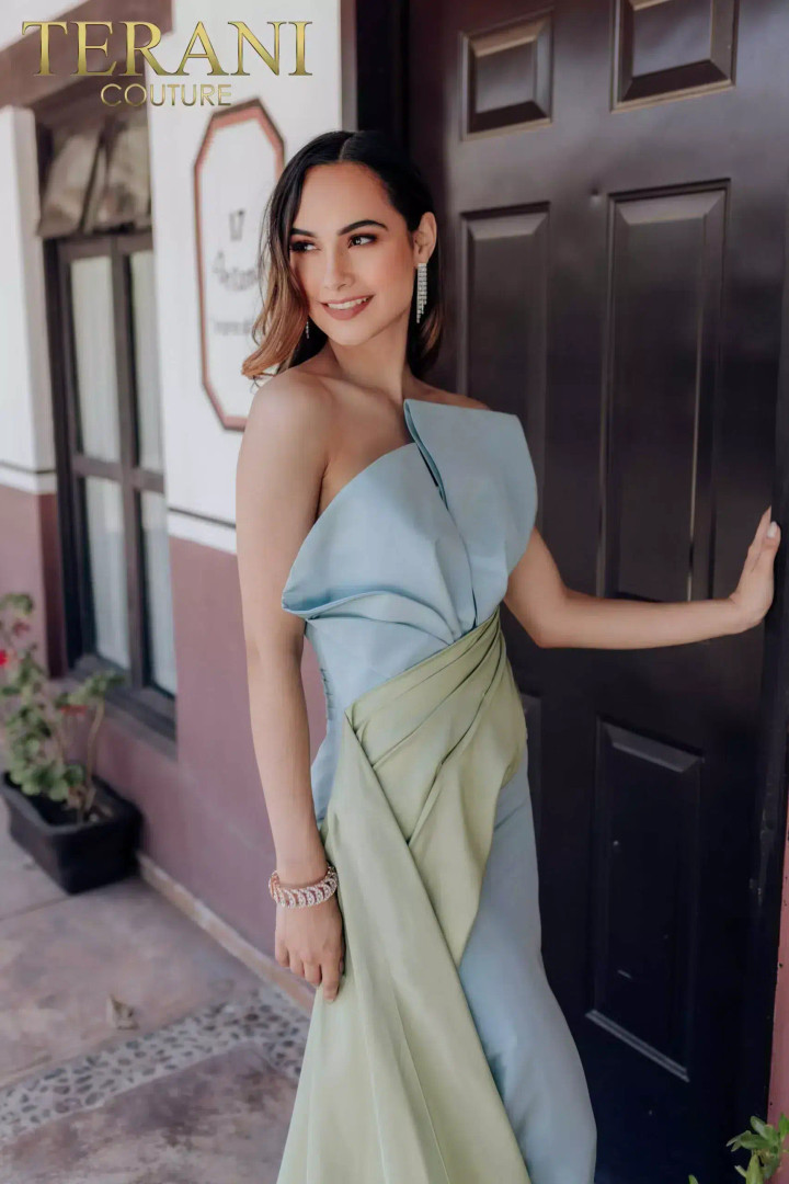 Terani Couture 232E1276 Taffeta Strapless Two Tone Dress