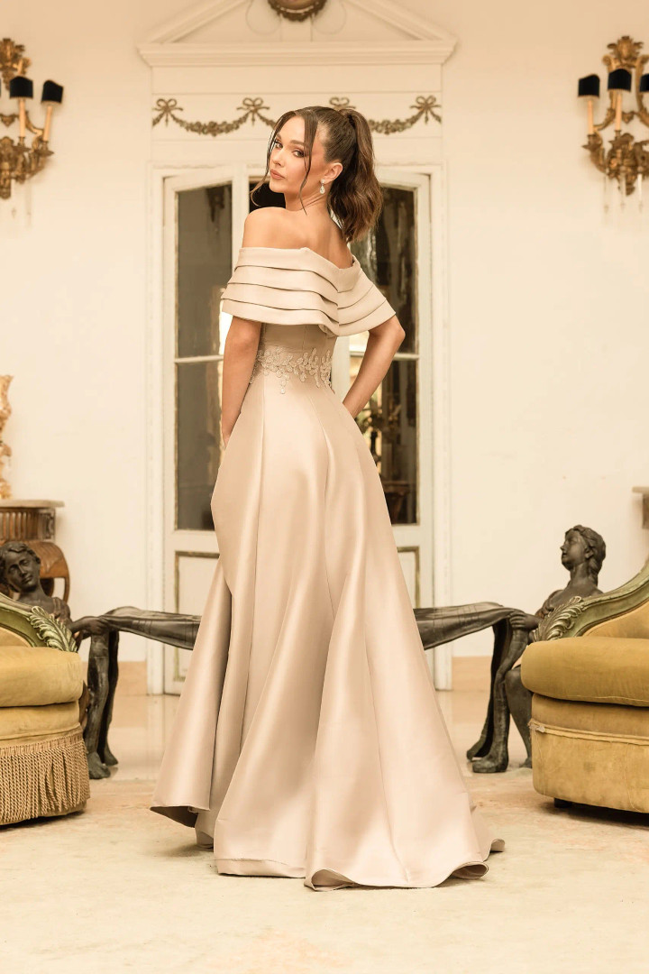 Terani Couture 232M1511 Stretch Mikado Off Shoulder Dress