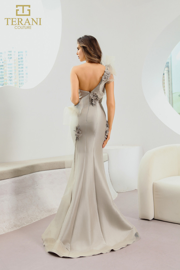 Terani Couture 242E3114 Stretch Mikado One Shoulder Dress