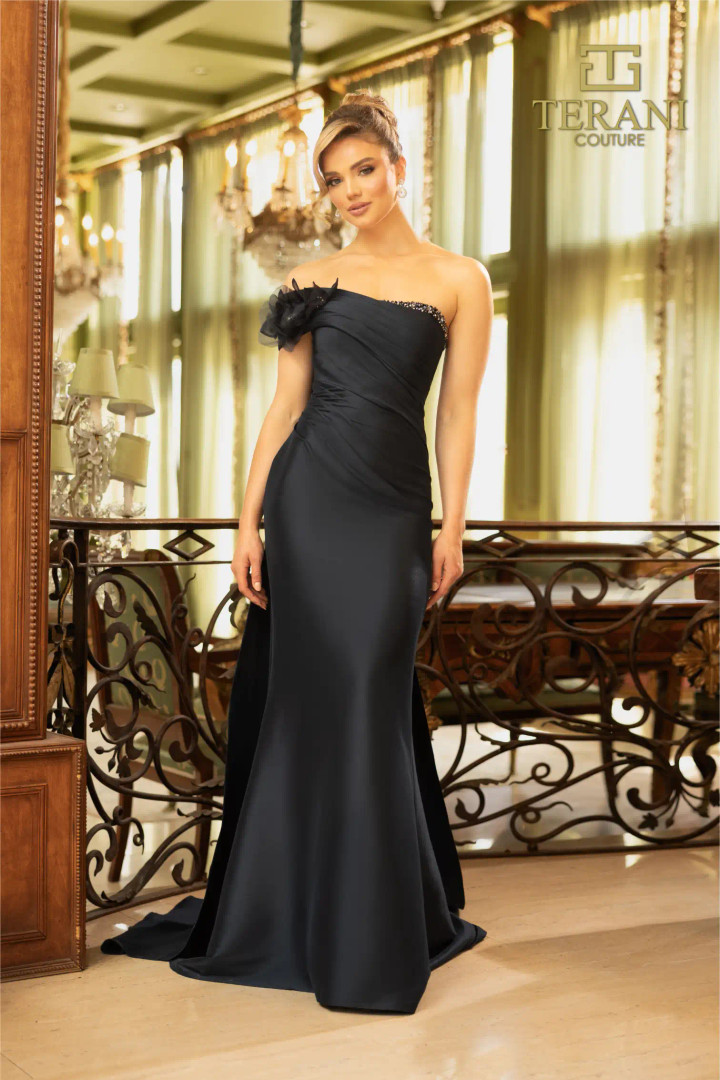 Terani Couture 242M3314 Stretch Mikado One Shoulder Dress