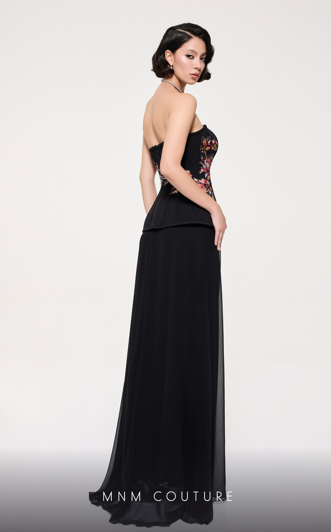 MNM Couture B1117 Chiffon Embroidery Strapless A-Line Dress