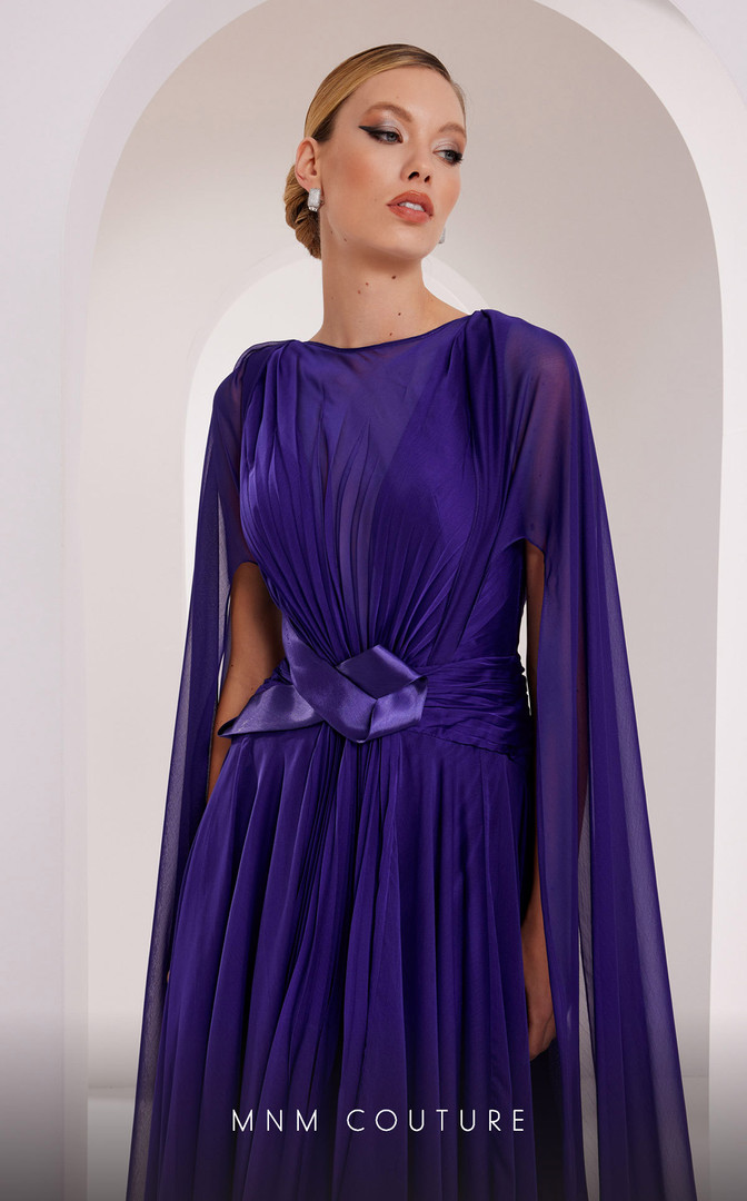 MNM Couture E0061 Illusion V-neck Long-tailed Sleeves Dress