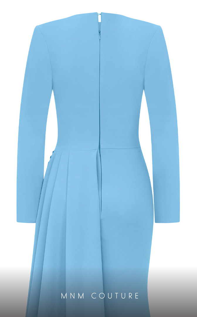MNM Couture E0073 Crepe Long Sleeves Halter Neckline Dress