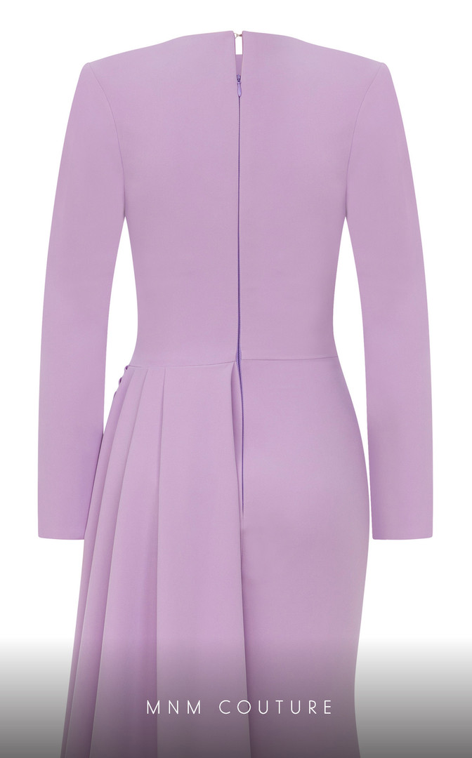 MNM Couture E0073 Crepe Long Sleeves Halter Neckline Dress