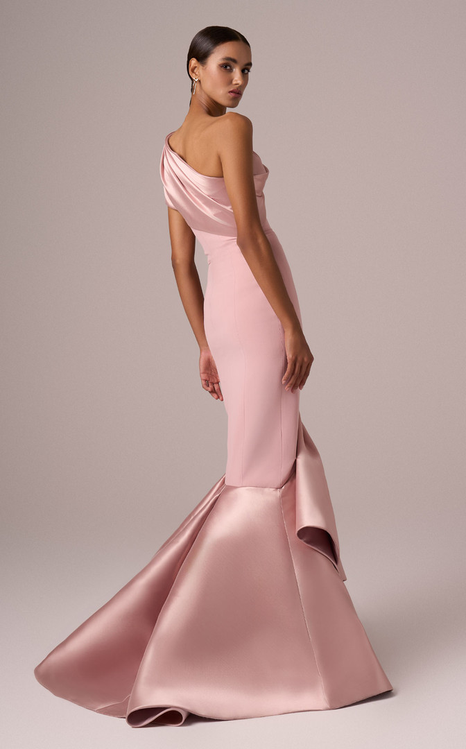 MNM Couture E0083 Crepe One Shoulder Sleeveless Long Dress