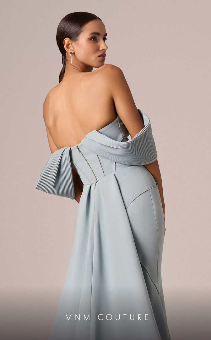 MNM Couture E0085 Crepe Strapless Off Shoulder Long Dress