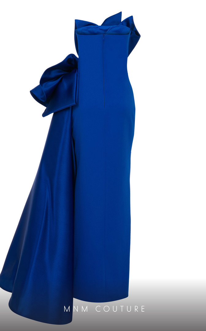 MNM Couture F02854 Long Crepe Brocade Strapless Long Dress