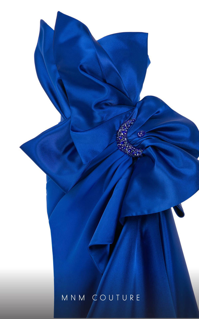 MNM Couture F02854 Long Crepe Brocade Strapless Long Dress