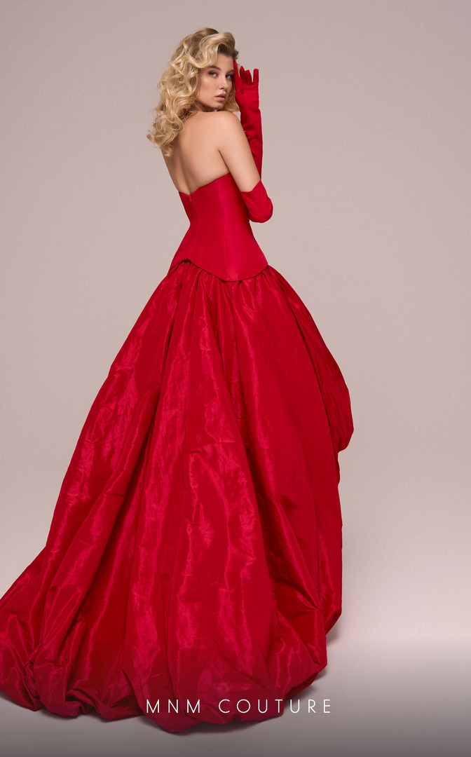 MNM Couture F02872A Taffeta V-Neck Off the Shoulder Dress