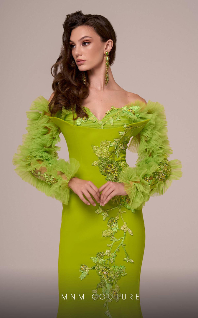 MNM Couture F02891 Crepe Embroidery Sweetheart Neck Dress