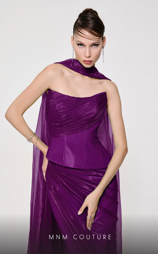 MNM Couture F02894 Organza Strapless Sleeveless Fitted Dress