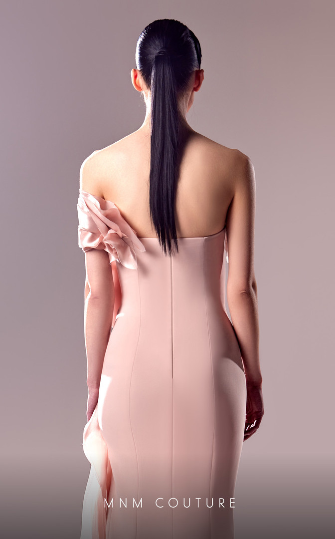 MNM Couture G1622 Organza Tulle Ruffles Strapless Long Dress