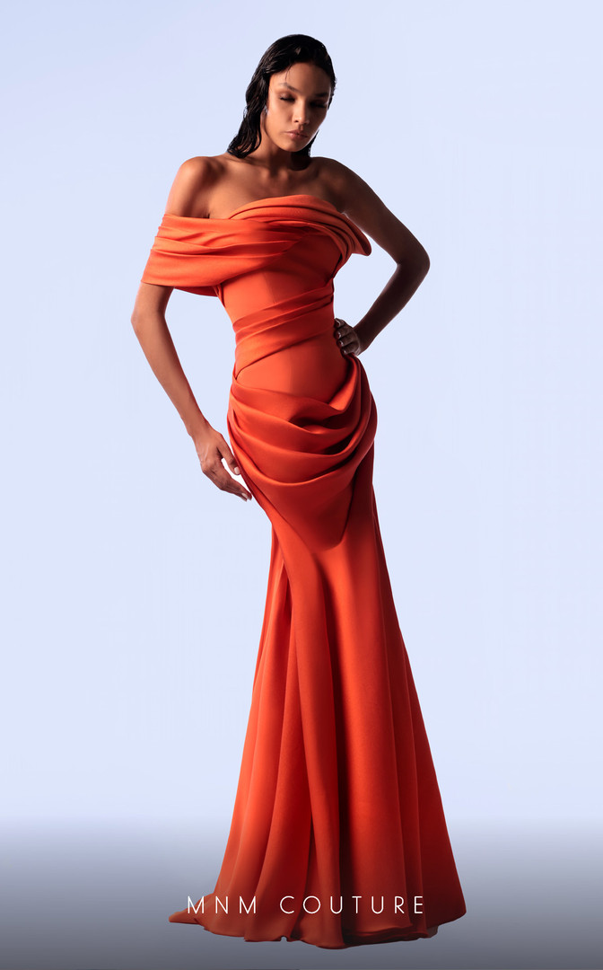 MNM Couture G1710 Crepe Off-shoulder Strapless Fitted Dress