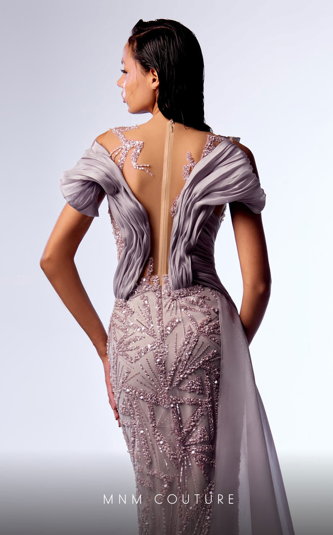 MNM Couture G1714 Organza Strapless Sleeveless Draped Dress