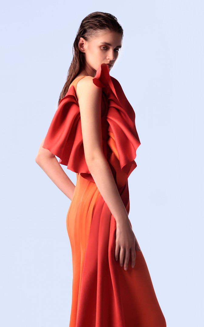 MNM Couture G1718 Crepe Mikado One-Shoulder Ruched Dress