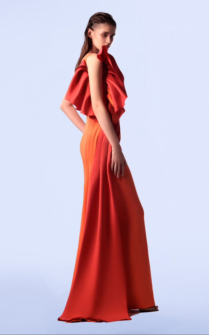 MNM Couture G1718 Crepe Mikado One-Shoulder Ruched Dress