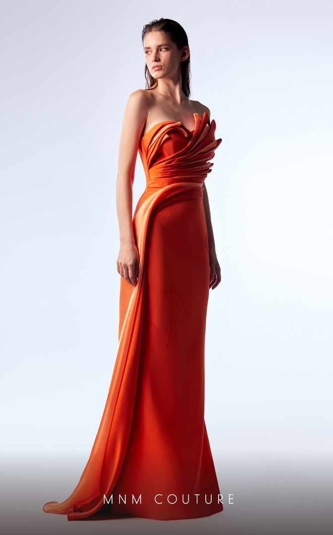 MNM Couture G1719 Crepe Silk Strapless Sleeveless Long Dress